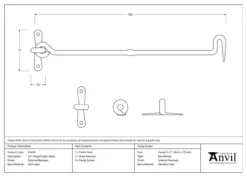 From The Anvil 16" (413mm) External Beeswax Forged Cabin Hook | 45609 -Home Door & Window Hardware Store 45609 tech.png.mst