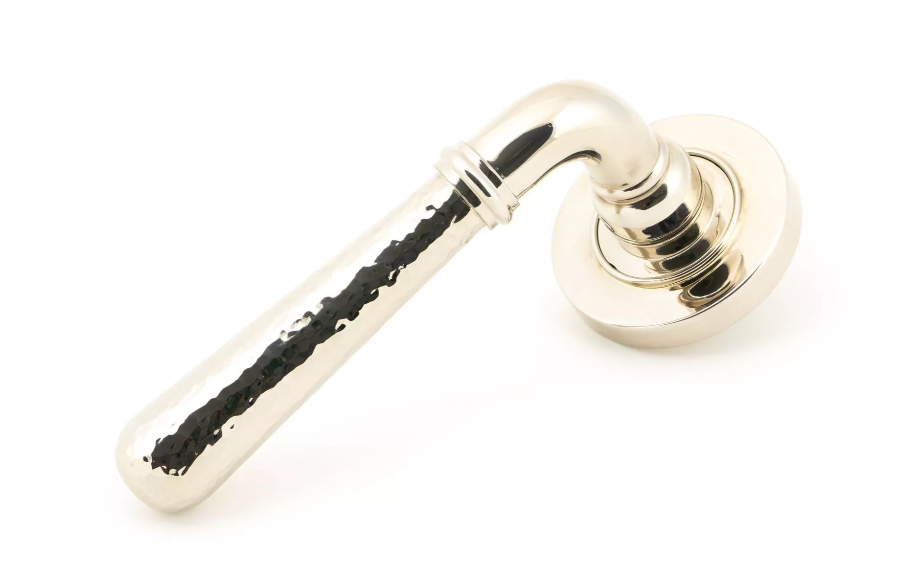 Set Polished Nickel Hammered Newbury Lever On Plain Rose | 46077 | 50045 1 Set Polished Nickel Hammered Newbury Lever On Plain Rose | 46077 | 50045