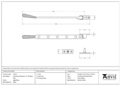 Anvil (12"") Aged Brass Hammered Newbury Casement Window Stay | 46146 -Home Door & Window Hardware Store 46146 tech.png.mst