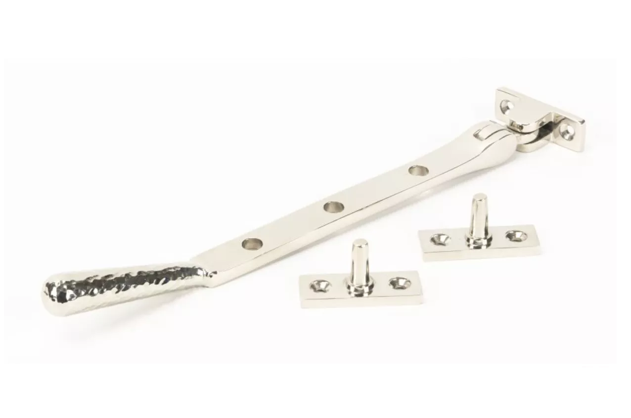 Anvil (8"") Polished Nickel Hammered Newbury Casement Window Stay | 46150 1 Anvil (8"") Polished Nickel Hammered Newbury Casement Window Stay | 46150