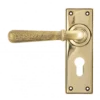 Set From The Anvil Aged Brass Hammered Newbury Euro Lever | 46212