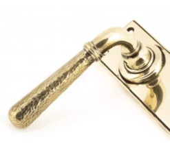 Set From The Anvil Aged Brass Hammered Newbury Euro Lever | 46212 -Home Door & Window Hardware Store 46212 3 1.png.mst