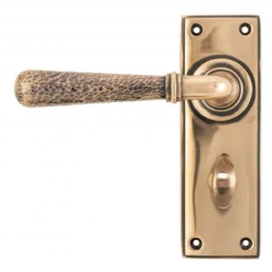 Set From The Anvil Polished Bronze Hammered Newbury Bathroom Lever | 46227