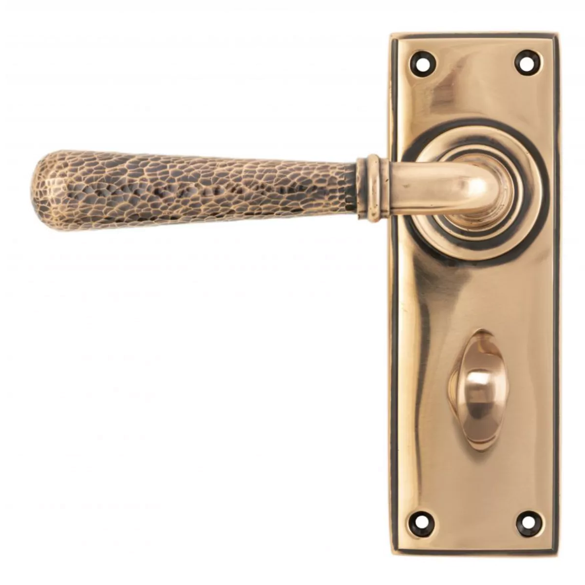 Set From The Anvil Polished Bronze Hammered Newbury Bathroom Lever | 46227 1 Set From The Anvil Polished Bronze Hammered Newbury Bathroom Lever | 46227
