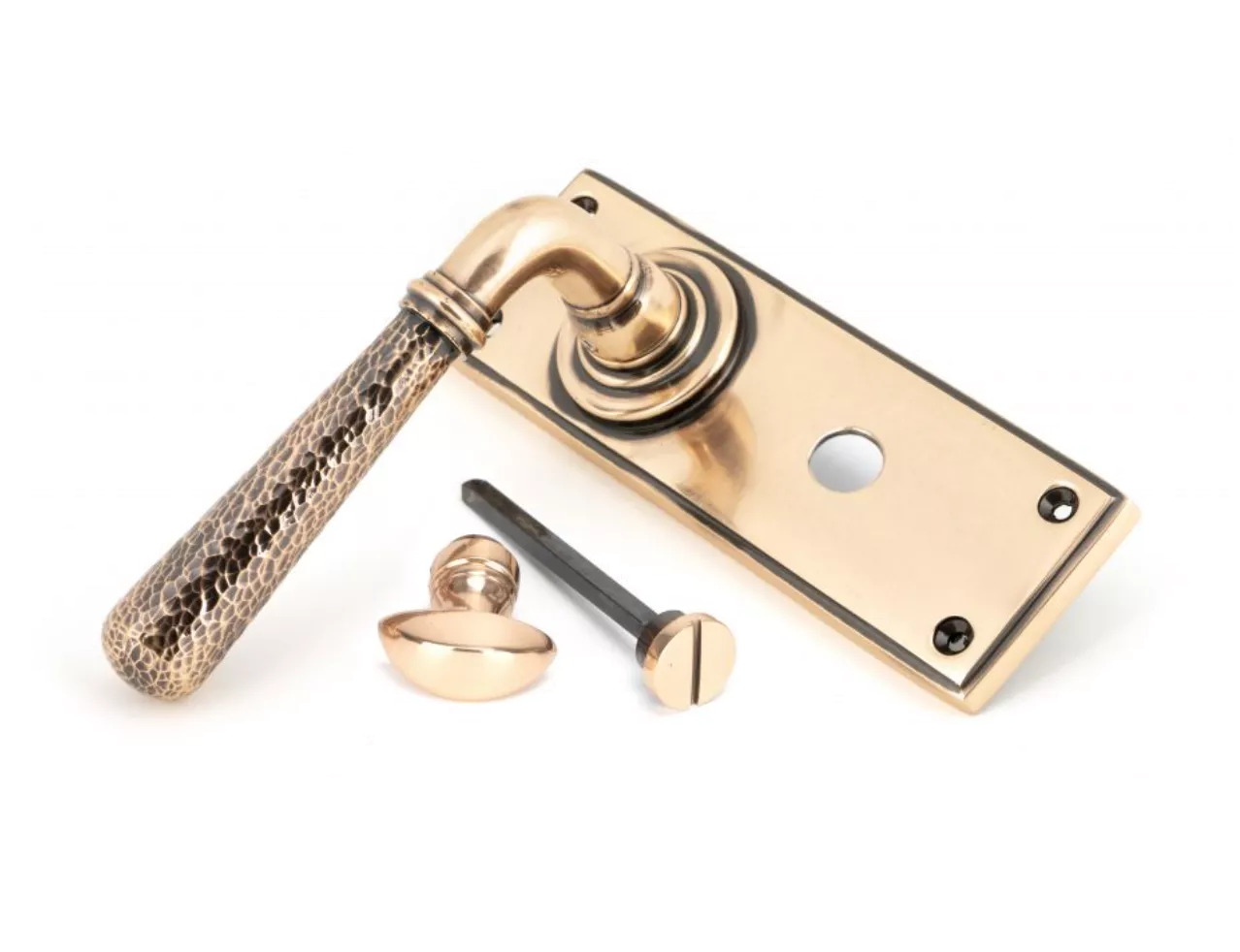 Set From The Anvil Polished Bronze Hammered Newbury Bathroom Lever | 46227 2 Set From The Anvil Polished Bronze Hammered Newbury Bathroom Lever | 46227 - Image 2
