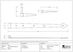 Pair From The Anvil 24" Pewter Band & Spike Hinge | 46382 -Home Door & Window Hardware Store 46382 drawing s.jpg.mst