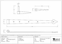 Pair From The Anvil 24" Black Band & Spike Hinge | 46383 -Home Door & Window Hardware Store 46383 drawing s.jpg.mst
