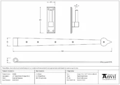 Pair Anvil External Beeswax 24" Hook & Band Hinge | 46384 12 Pair Anvil External Beeswax 24" Hook & Band Hinge | 46384 -Home Door & Window Hardware Store 46384 drawing s.jpg.mst