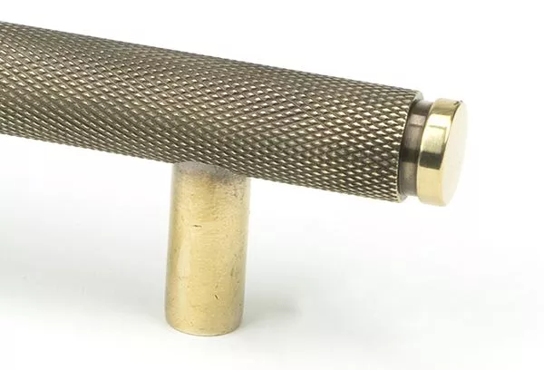 Aged Brass 156mm Full Knurled Brompton Small Pull Handle | 46894 2 Aged Brass 156mm Full Knurled Brompton Small Pull Handle | 46894 - Image 2