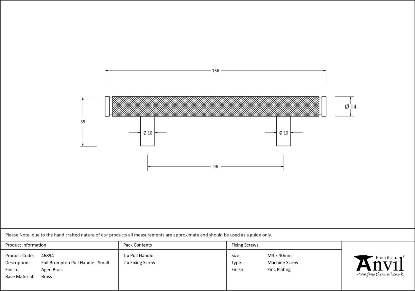 Aged Brass 156mm Full Knurled Brompton Small Pull Handle | 46894 6 Aged Brass 156mm Full Knurled Brompton Small Pull Handle | 46894 - Image 6