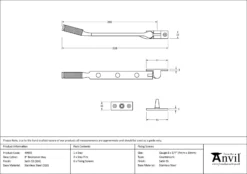 Satin 316 SS 8" Brompton Knurled Casement Window Stay | 49935 -Home Door & Window Hardware Store 49935 drawing.jpg.mst