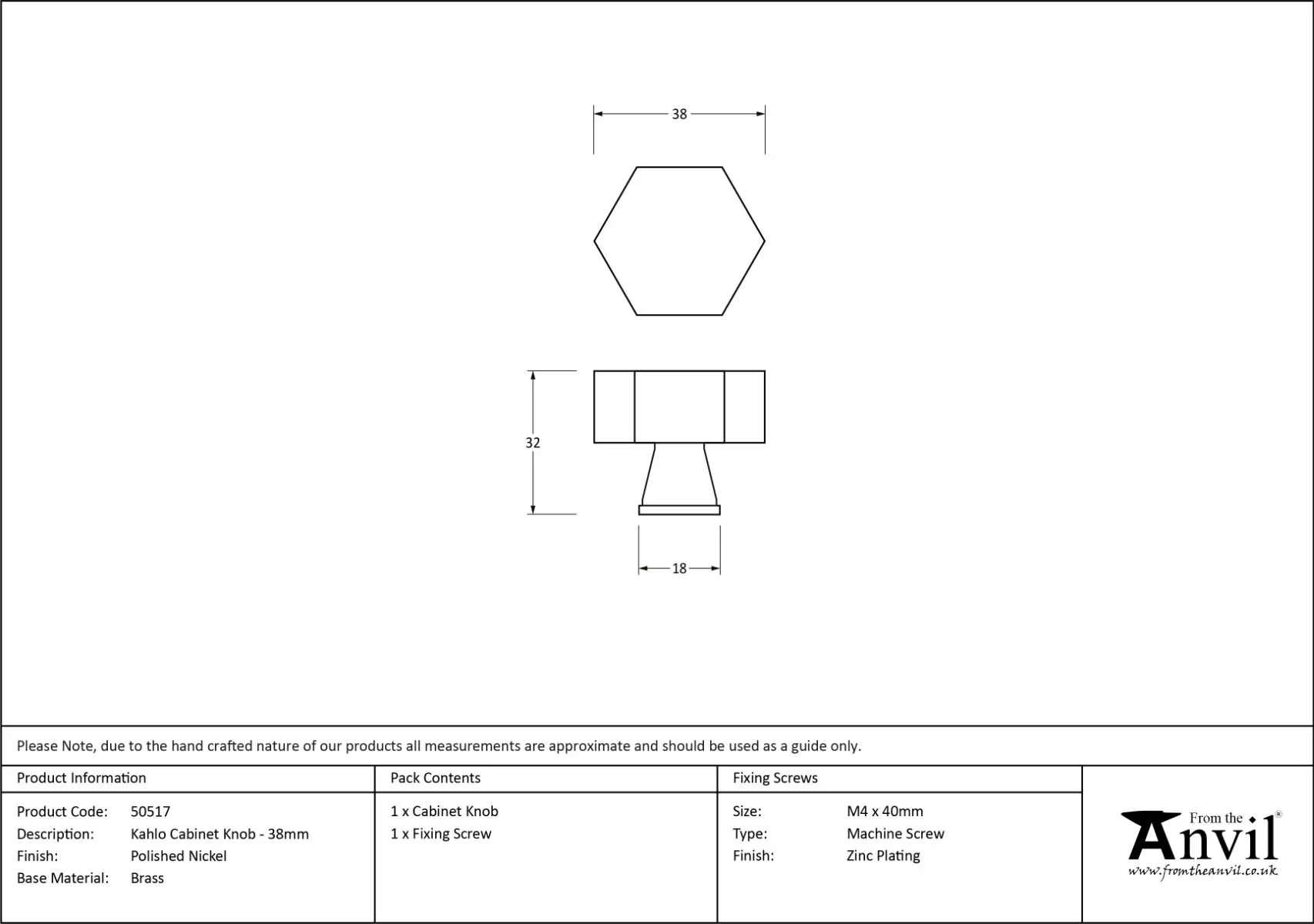 Anvil Polished Nickel Kahlo 38mm Cabinet Knob| 50517 3 Anvil Polished Nickel Kahlo 38mm Cabinet Knob| 50517 - Image 3