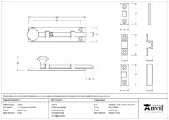 Satin Brass 4" Universal Bolt | 50917 -Home Door & Window Hardware Store 50917 drawing s.jpg.mst