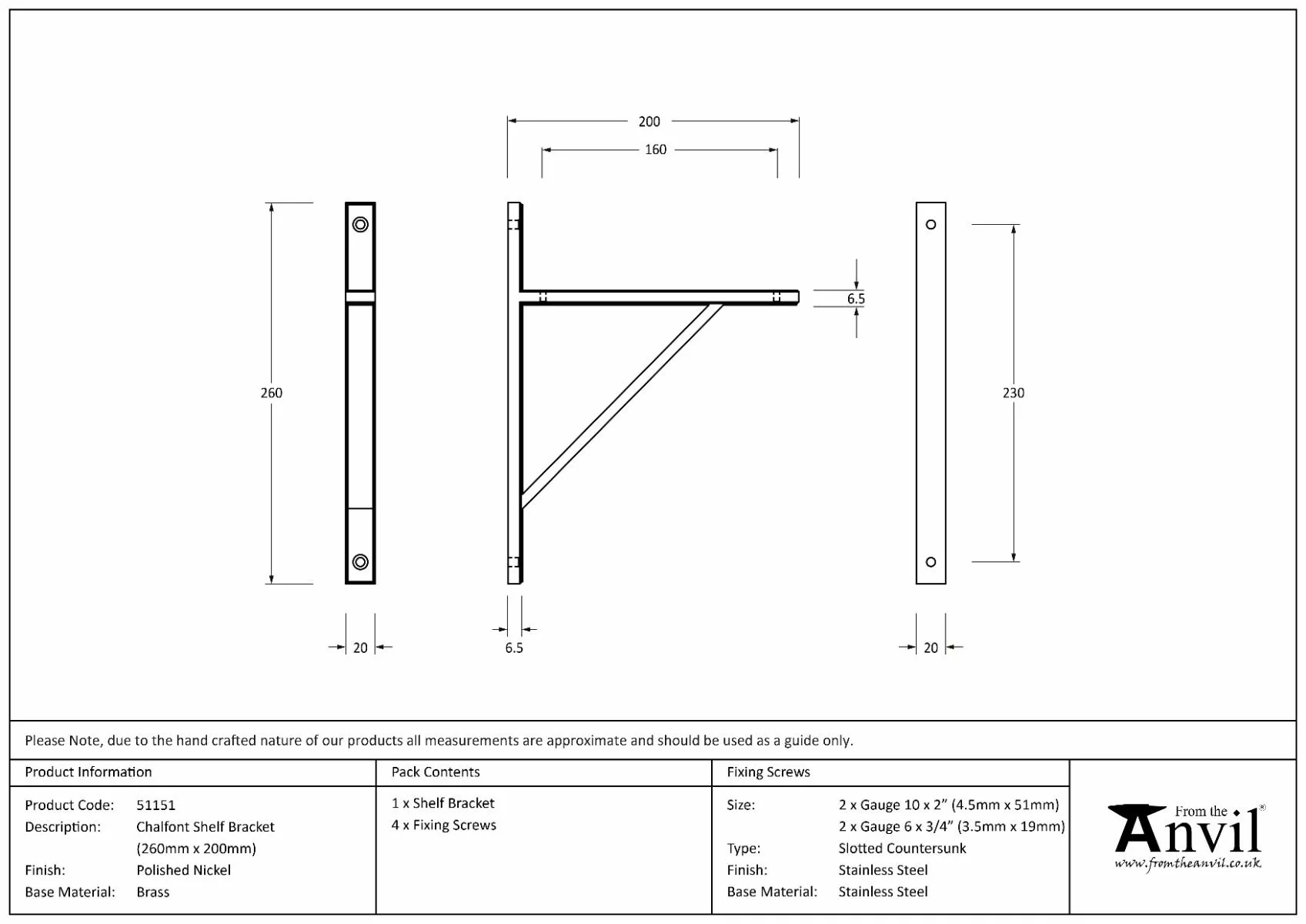 Polished Nickel Chalfont Shelf Bracket (260mm X 200mm) 2 Polished Nickel Chalfont Shelf Bracket (260mm X 200mm) - Image 2