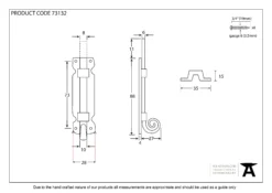 From The Anvil 4" Black Antique Straight Monkeytail Door Bolt | 73132 -Home Door & Window Hardware Store 73132 drawing.jpg.mst