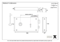 From The Anvil Iron Large Left Hand Rim Lock | 83591 -Home Door & Window Hardware Store 83591 drawing.jpg.mst