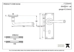 Set From The Anvil Aged Brass Avon Lever Lock Furniture | 90358 -Home Door & Window Hardware Store 90358 drawing.jpg.mst
