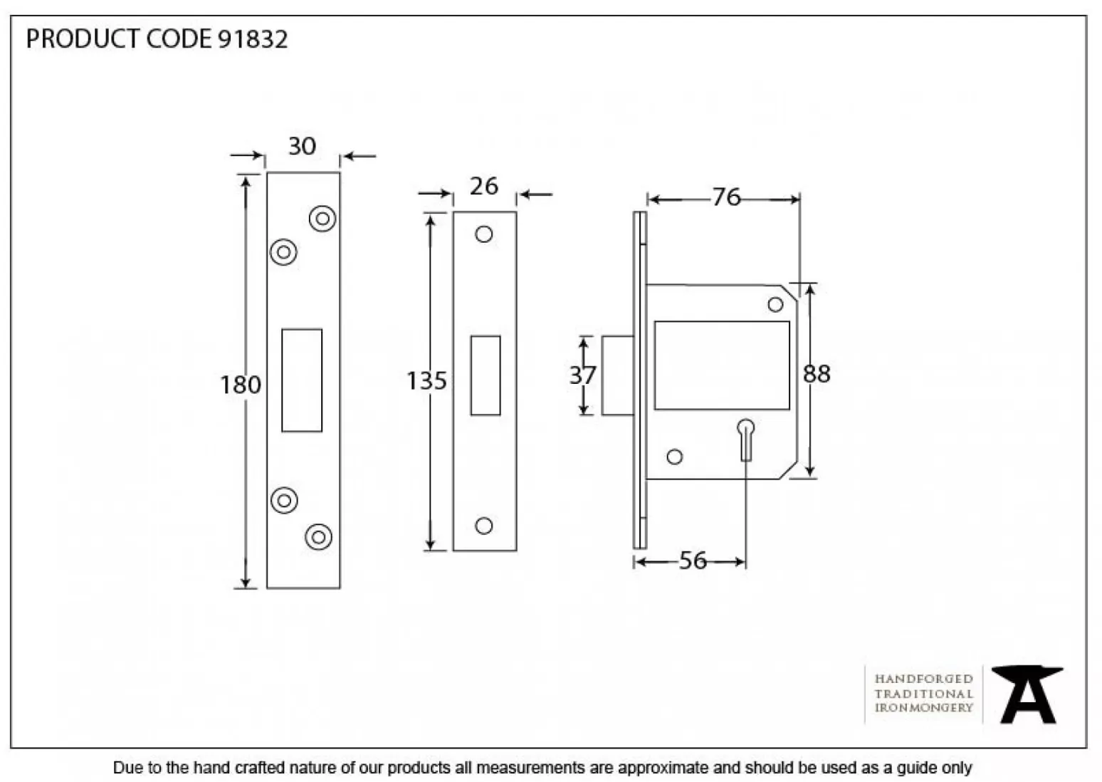 From The Anvil 76mm PVD Brass British Standard 5 Lever Deadlock | 91832 2 From The Anvil 76mm PVD Brass British Standard 5 Lever Deadlock | 91832 - Image 2