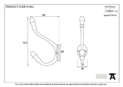 From The Anvil Polished Bronze Hat & Coat Hook | 91963 -Home Door & Window Hardware Store 91963 drawing.jpg.mst
