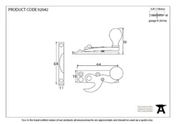 From The Anvil Aged Brass Period Standard Hook Fastener | 92042 -Home Door & Window Hardware Store 92042 drawing.jpg.mst