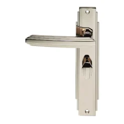 Set Art Deco Satin Nickel Lever Bathroom Furniture On Backplate | ADR013SN