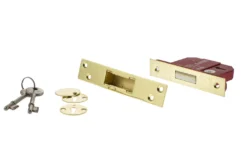 Polished Brass 3" British Standard 5 Lever Key Mortice Deadlock | ALKDEAD5LK3PB