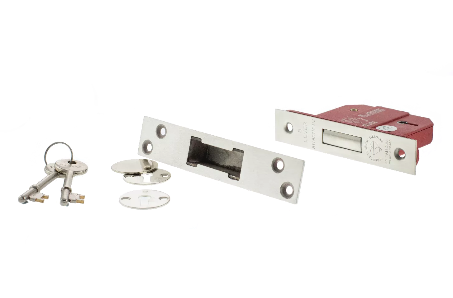 Satin Chrome 63mm (2.5") British Standard 5 Lever Mortice Deadlock | ALKDEAD5LK25SC 1 Satin Chrome 63mm (2.5") British Standard 5 Lever Mortice Deadlock | ALKDEAD5LK25SC