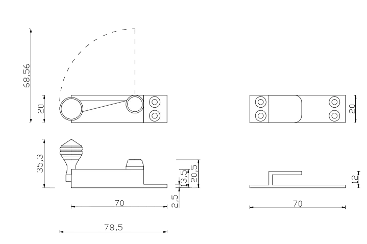Polished Brass Architectural Quadrant Sash Window Fastener | AQ39PB 1 Polished Brass Architectural Quadrant Sash Window Fastener | AQ39PB