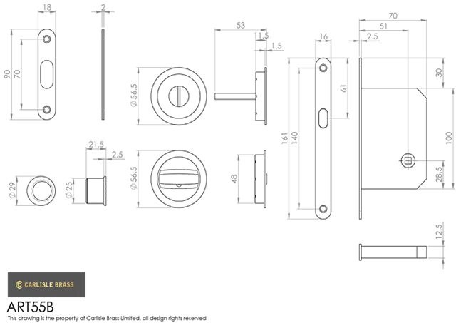 CARLISLE Manital Satin Chrome Sliding Door Locking Kit | ART55BSC 2 CARLISLE Manital Satin Chrome Sliding Door Locking Kit | ART55BSC - Image 2