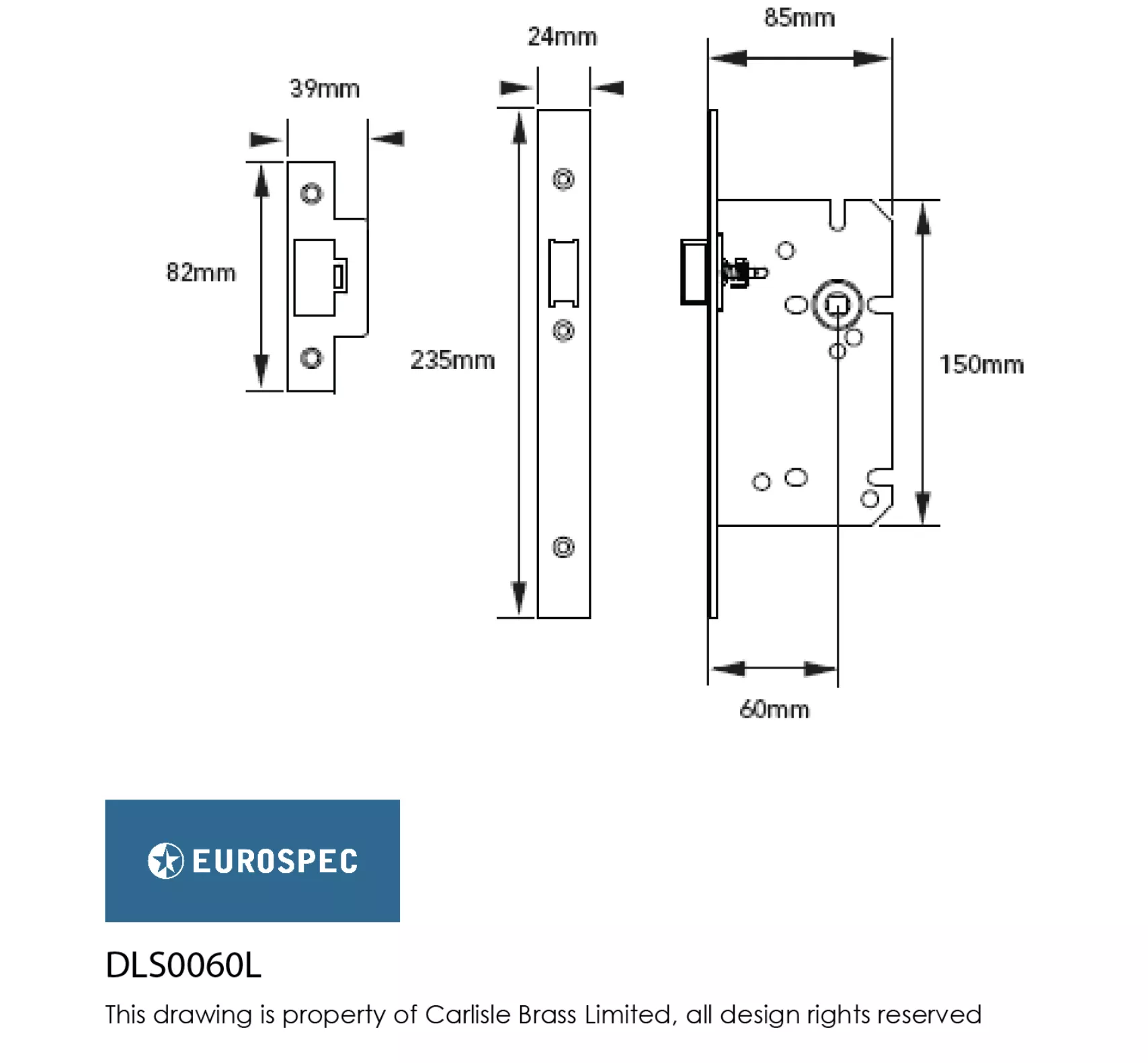 CARLISLE Bright Stainless Steel Easi T Architectural DIN Standard Latch | DLS0060LBSS 2 CARLISLE Bright Stainless Steel Easi T Architectural DIN Standard Latch | DLS0060LBSS - Image 2