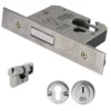 CARLISLE Set PVD Brass 64mm BS Euro Cylinder Deadlock With Cylinder & Turn
