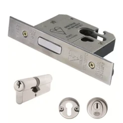 CARLISLE Set Satin Stainless Steel 76mm BS Euro Cylinder Deadlock With Cylinder