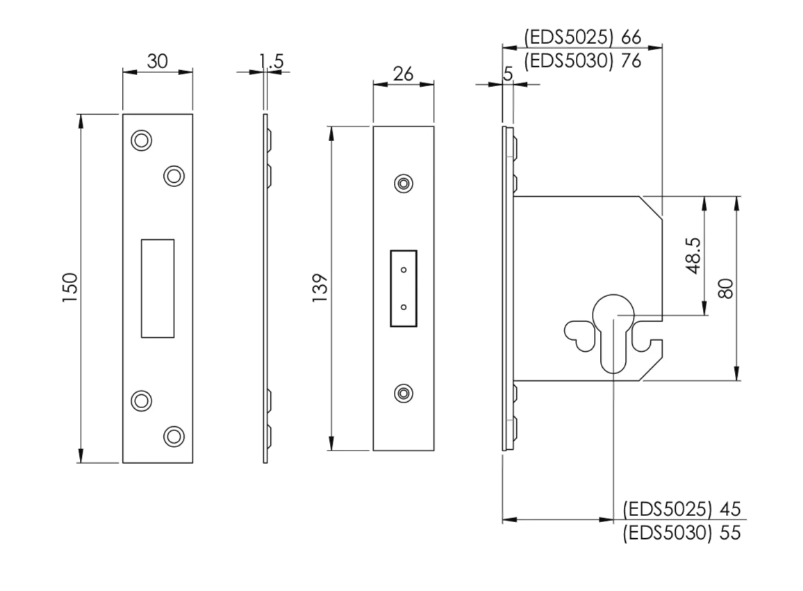CARLISLE 64mm Satin Stainless Steel Easi T Euro Profile Deadlock | EDS5025SSS 1 CARLISLE 64mm Satin Stainless Steel Easi T Euro Profile Deadlock | EDS5025SSS
