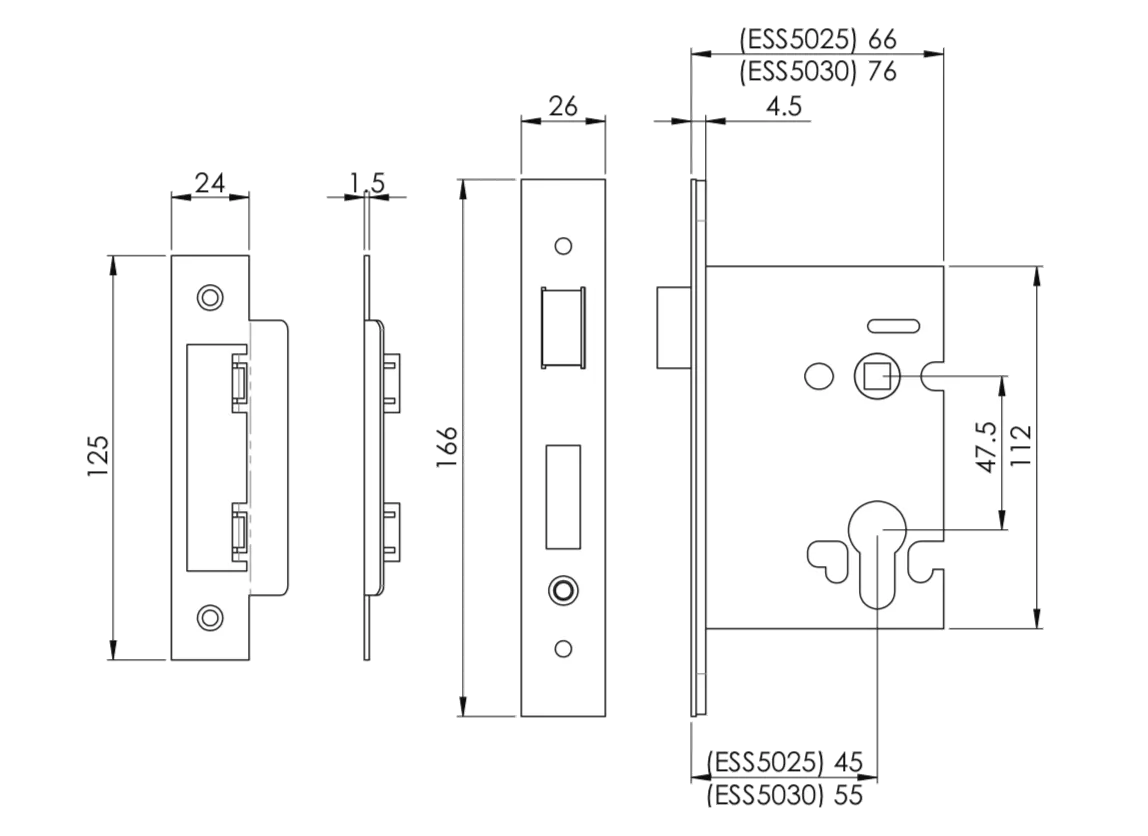 CARLISLE 64mm Satin Stainless Steel Easi T Euro Profile Sashock | ESS5025SSS 1 CARLISLE 64mm Satin Stainless Steel Easi T Euro Profile Sashock | ESS5025SSS