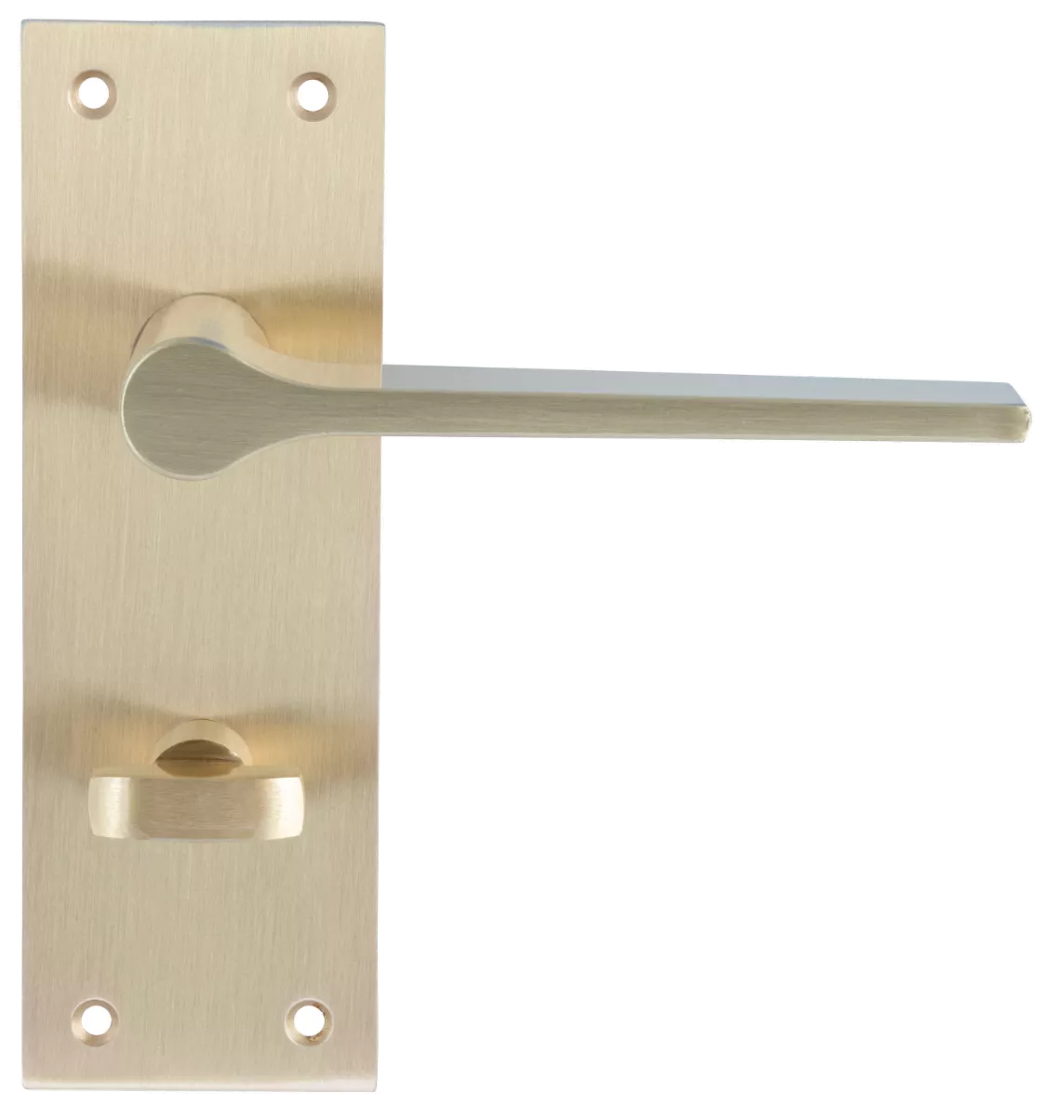 Set Satin Brass Velino Lever On Bathroom Backplate | EUL023SB 2 Set Satin Brass Velino Lever On Bathroom Backplate | EUL023SB - Image 2