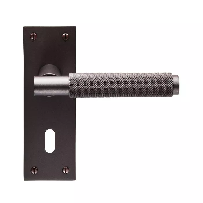 Set Matt Bronze Varese Knurled Lever On Lock Backplate | EUL051MBRZ 2 Set Matt Bronze Varese Knurled Lever On Lock Backplate | EUL051MBRZ - Image 2