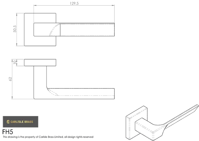 CARLISLE Set Manital Matt Black Flash Lever Furniture On Square Rose | FH5BLK 2 CARLISLE Set Manital Matt Black Flash Lever Furniture On Square Rose | FH5BLK - Image 2