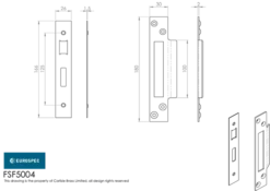 CARLISLE 64mm Satin Brass Easi T Euro Profile Sashock | ESS5025SB -Home Door & Window Hardware Store fsf5004 tech 1 1 1.png.mst
