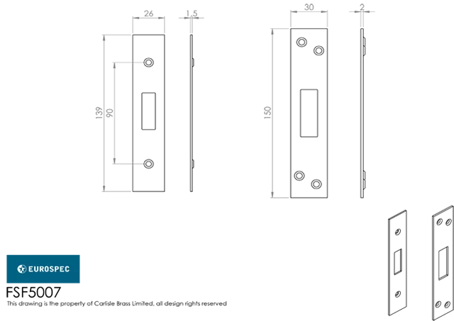 CARLISLE 76mm Matt Black Easi T 3 Lever Deadlock | LDS5330MB 4 CARLISLE 76mm Matt Black Easi T 3 Lever Deadlock | LDS5330MB - Image 4