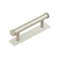 Hoxton Satin Nickel Wenlock 96mm Knurled End Cap Handle On Plain Backplate | HOX150-5050SN