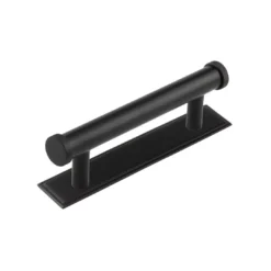 Hoxton Matt Black Thaxted 96mm Line End Cap Handle On Stepped Backplate | HOX250-6050MB -Home Door & Window Hardware Store hox250mb 6050.jpg.mst
