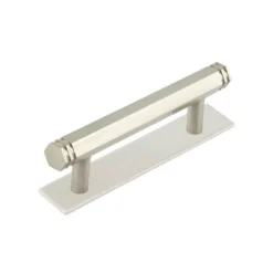 Hoxton Satin Nickel Nile 96mm Hexagonal End Cap Handle On Plain Backplate | HOX350-5050SN
