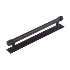 Hoxton Matt Black Sturt 224mm Grooved End Cap Handle On Stepped Backplate | HOX460-6060MB
