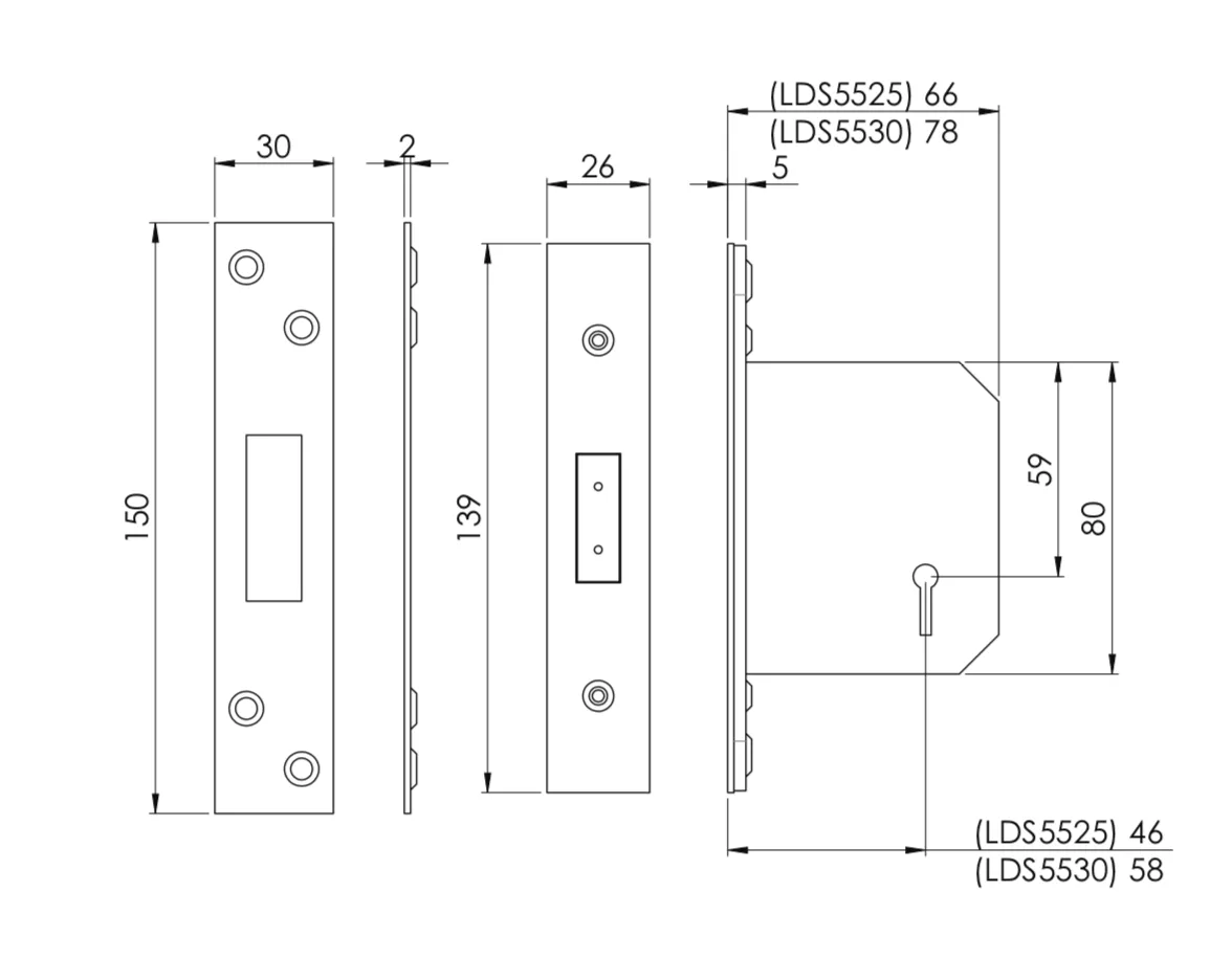 CARLISLE 64mm Matt Black Easi T 5 Lever Deadlock | LDS5525MB 4 CARLISLE 64mm Matt Black Easi T 5 Lever Deadlock | LDS5525MB - Image 4