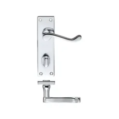 Set Polished Chrome Victorian Scroll Bathroom Lever On Backplate | PR023CP