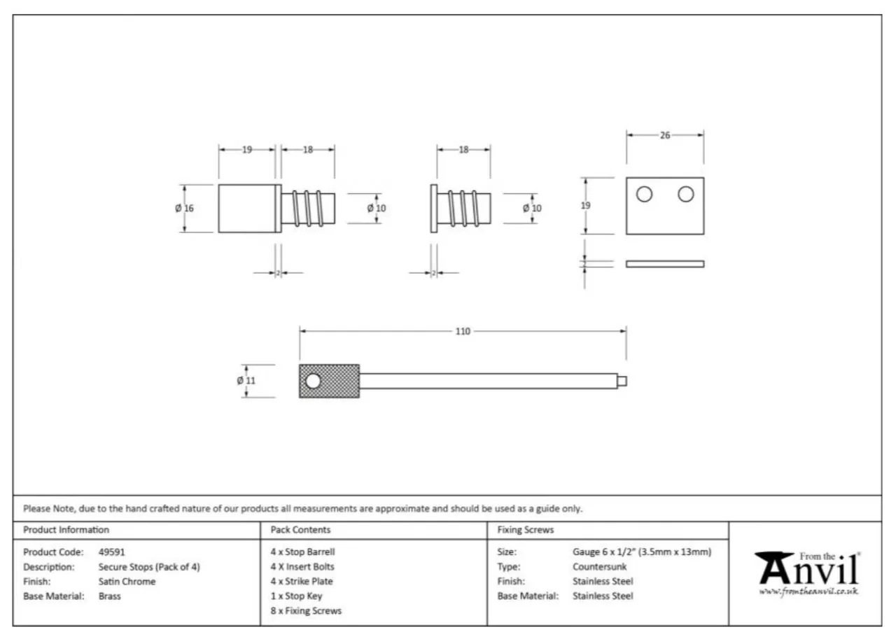 From The Anvil Pack Of 4 Satin Chrome 19mm Roller Sash Secure Stop | 49591 3 From The Anvil Pack Of 4 Satin Chrome 19mm Roller Sash Secure Stop | 49591 - Image 3
