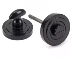 From The Anvil Black Round Bathroom Art Deco Thumbturn Set | 45744