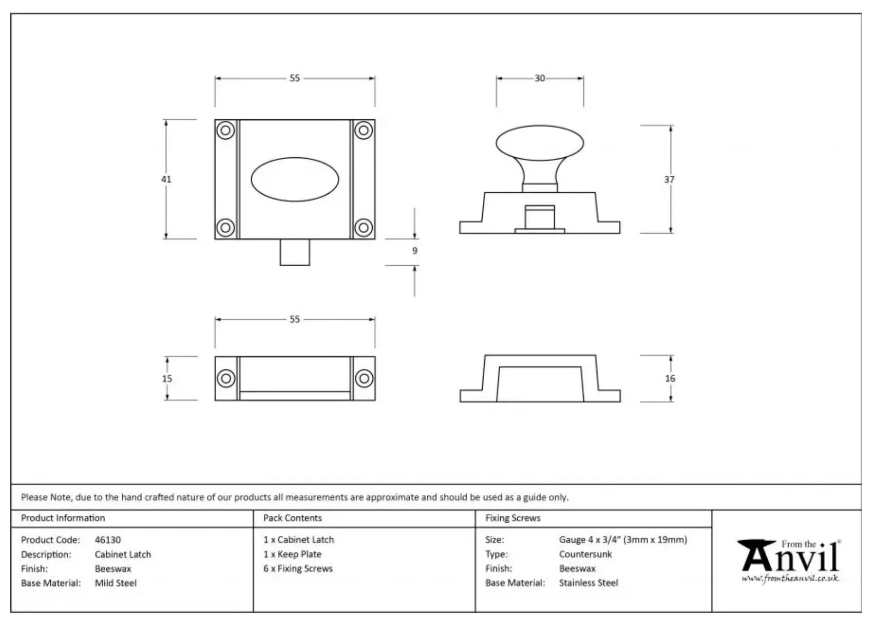 From The Anvil Beeswax Cabinet Latch | 46130 4 From The Anvil Beeswax Cabinet Latch | 46130 - Image 4
