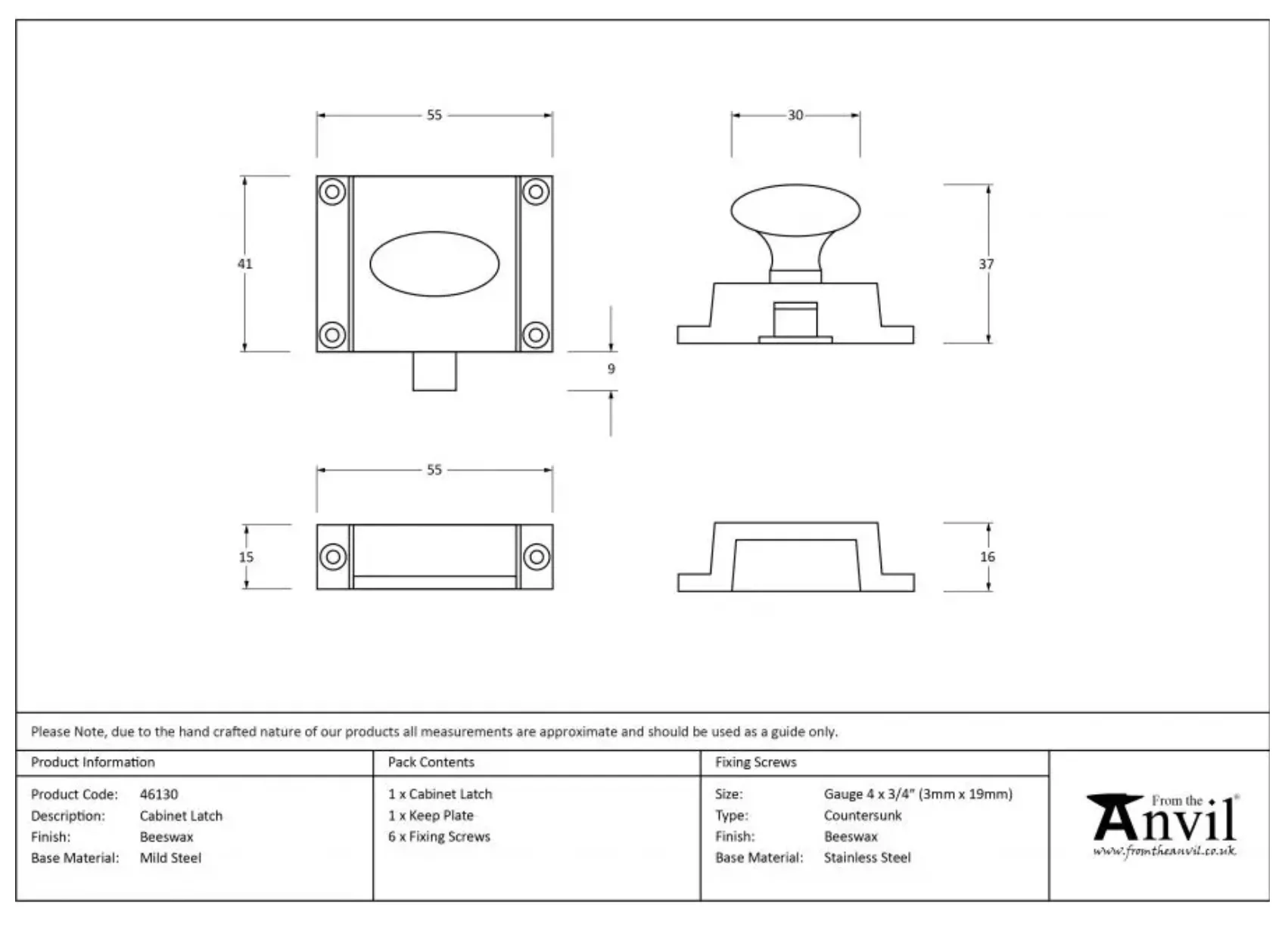 From The Anvil Beeswax Cabinet Latch | 46130 5 From The Anvil Beeswax Cabinet Latch | 46130 - Image 5
