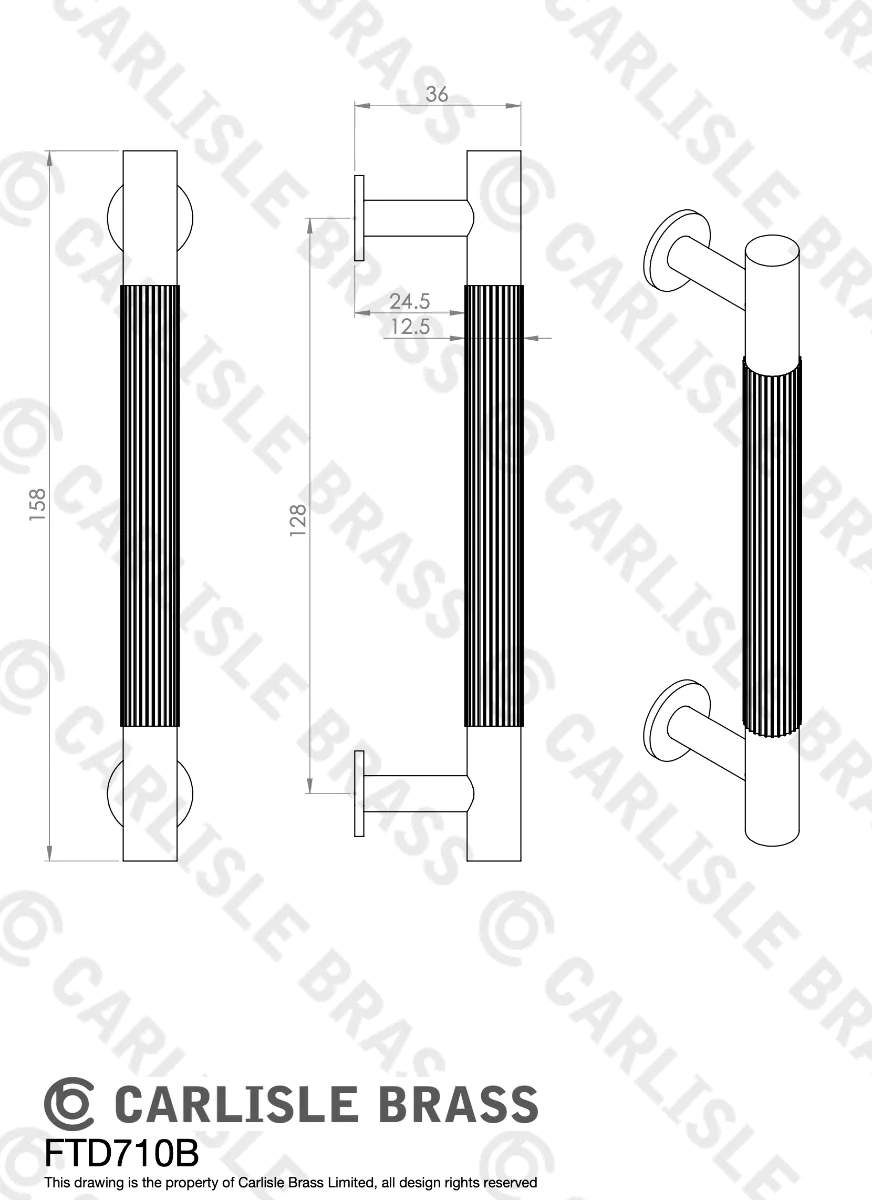 Satin Brass 158mm Lines Pull Handle | FTD710BSB 3 Satin Brass 158mm Lines Pull Handle | FTD710BSB - Image 3